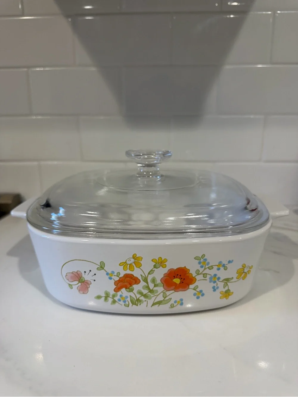 Vintage Corning Ware Wildflower A-2-B 2 Liter Casserole Dish Pyrex A-8-C Lid USA